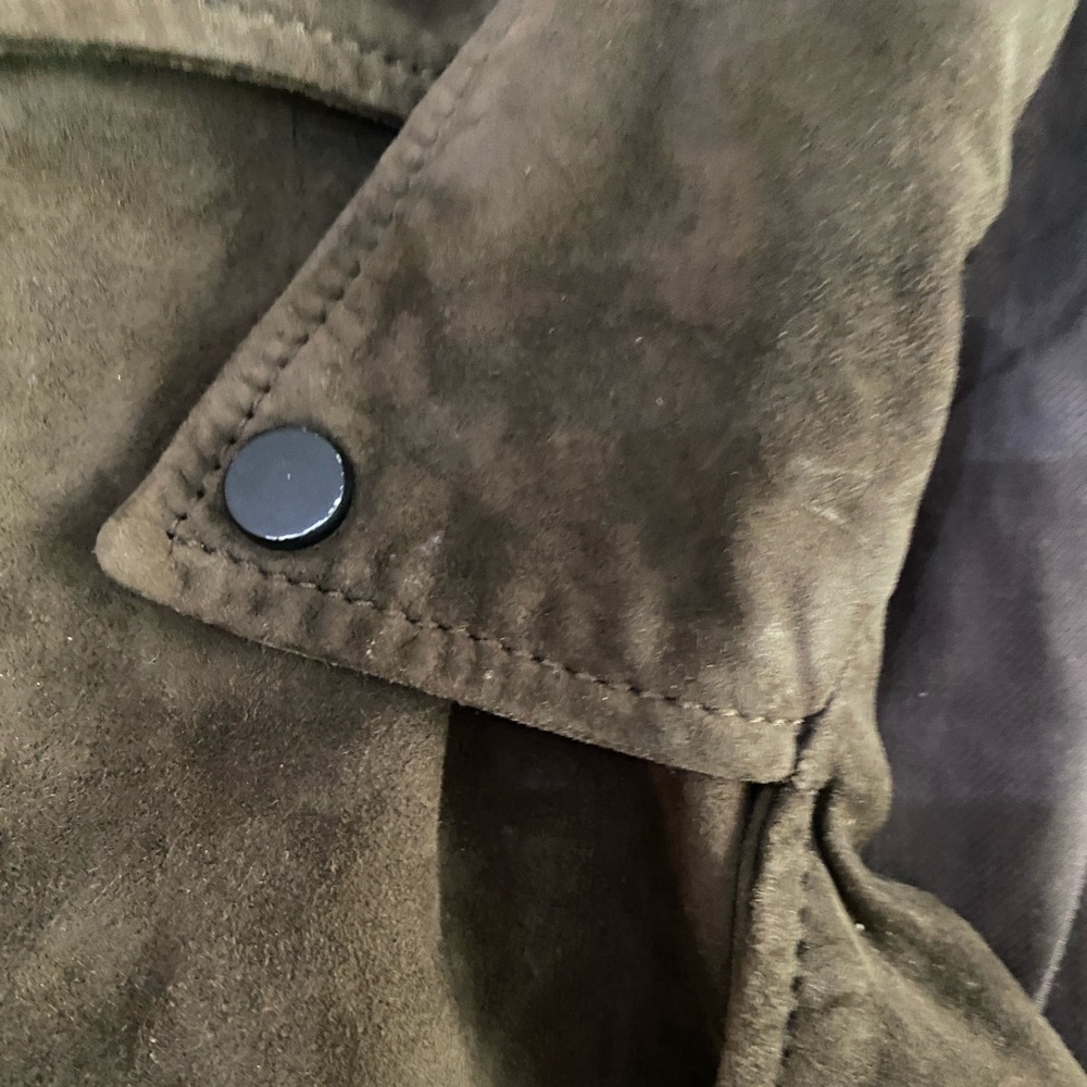 ALLSAINTS Hitchen Graphite Dark Brown 100% Goat Leather Suede Moto Jacket 2 - Picture 10 of 16